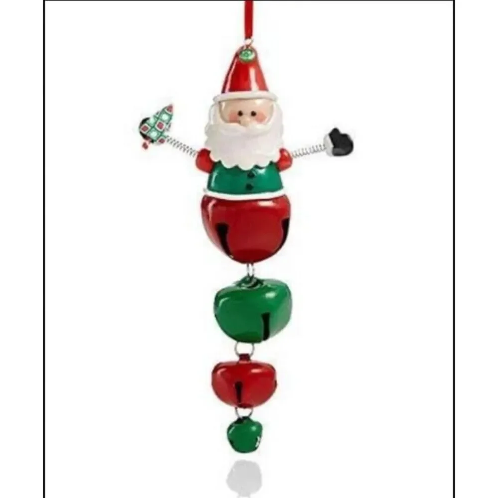 Holiday Lane Santa with Iron Jingle Bell Dangles Ornament